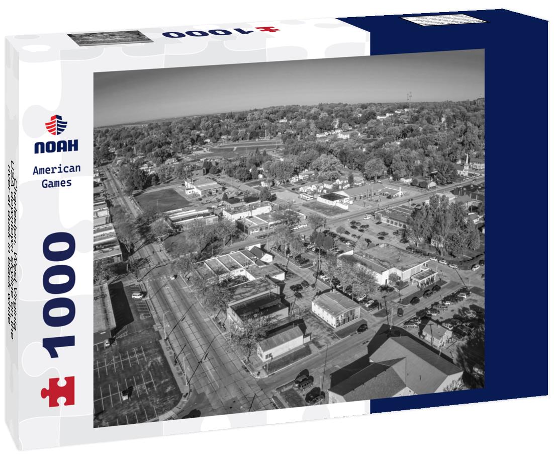 Noah Jigsaw Puzzle Charleston, West Virginia, USA downtown skyline on the river at dusk in black white 1000 pieces