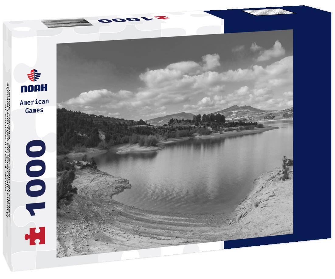 Noah Jigsaw Puzzle Jawor, Poland, aerial view of Rynek Square with historic town hall building at sunrise in black white 1000 pieces