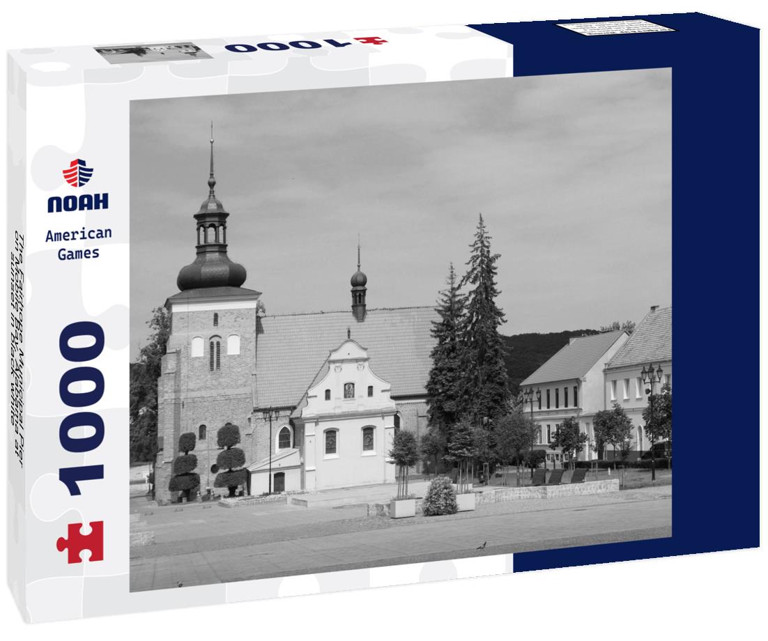 Noah Jigsaw Puzzle A view of the old market square and the medieval church is seen in W?oc?awek, Poland. in black white 1000 pieces