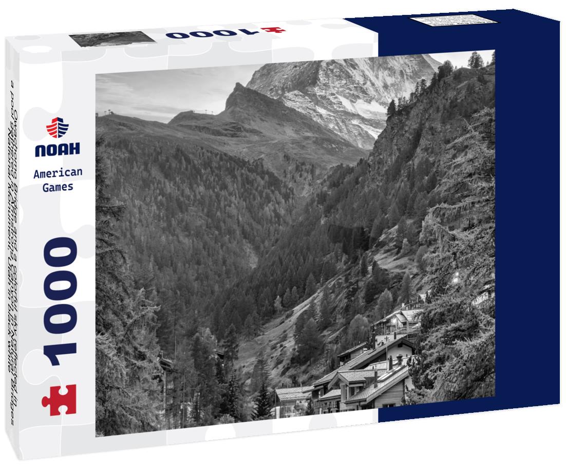 Noah Jigsaw Puzzle Autumn sunset with the Matterhorn on the Matter Vista River in Zermatt, Switzerland. in black white 1000 pieces