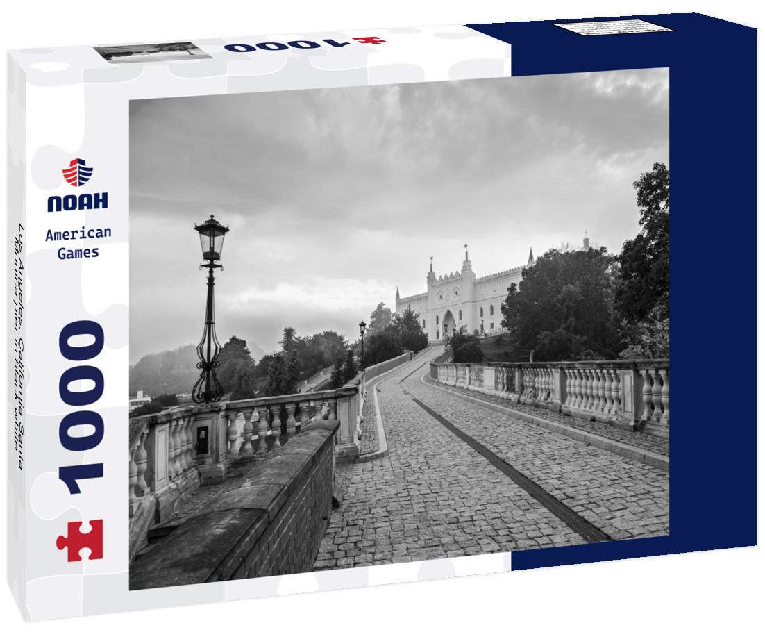 Noah Jigsaw Puzzle Los Angeles, California Santa Monica pier in black white 1000 pieces