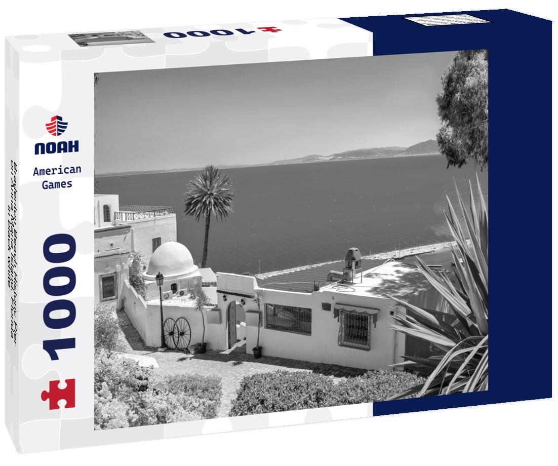 Noah Jigsaw Puzzle Bradenton Beach Historic Pier on Anna Maria Island, Florida in black white 1000 pieces