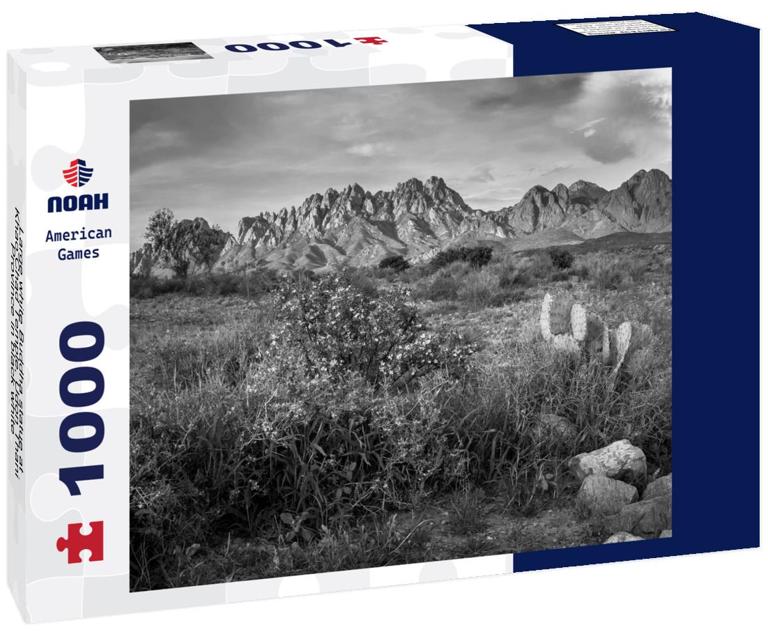 Noah Jigsaw Puzzle Large white Buddha statue at Khao Chad Temple, Udon Thani Province in black white 1000 pieces