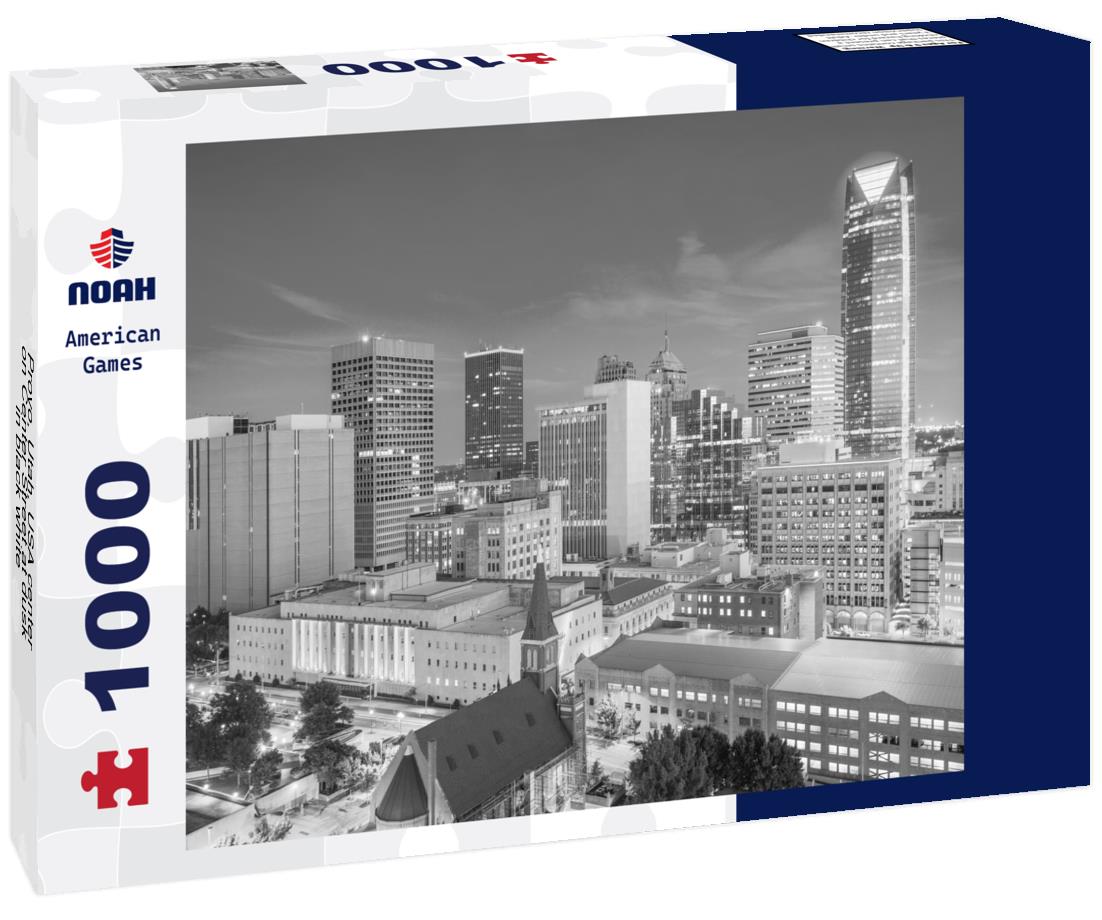 Noah Jigsaw Puzzle The downtown skyline of Oklahoma City is captured at twilight, Oklahoma, USA. in black white 1000 pieces