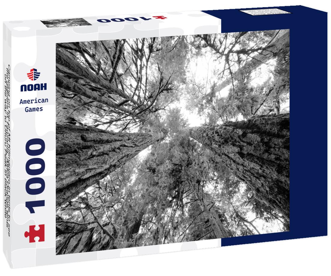 Noah Jigsaw Puzzle Camping on top of Mt Kilimanjaro in tents to see the glaciers in Tanzania, Africa Orange tents on the way to Uhuru Peak in black white 1000 pieces