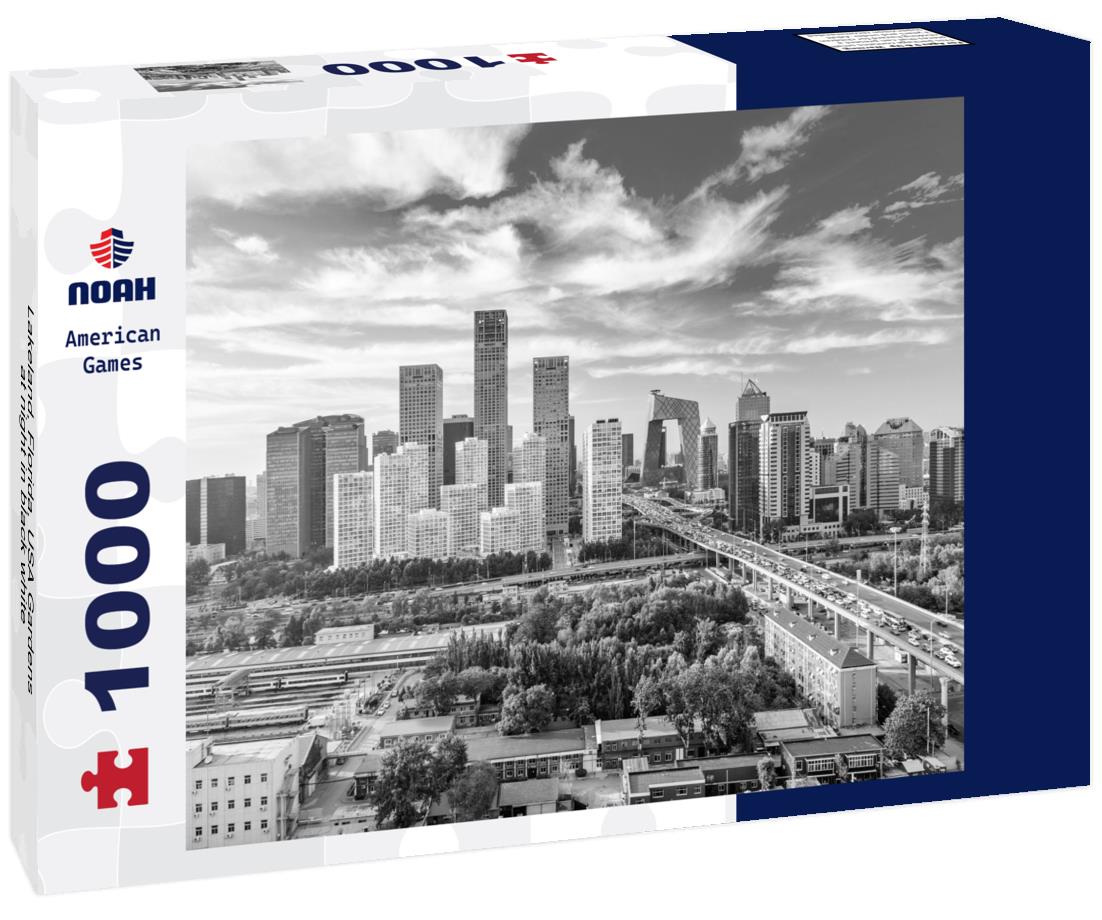 Noah Jigsaw Puzzle Lakeland, Florida, USA Gardens at night in black white 1000 pieces