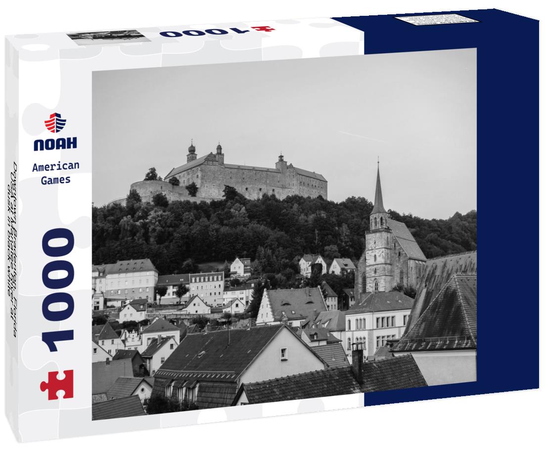 Noah Jigsaw Puzzle Downtown Bradenton, Florida, USA at Manatee River at dusk in black white 1000 pieces