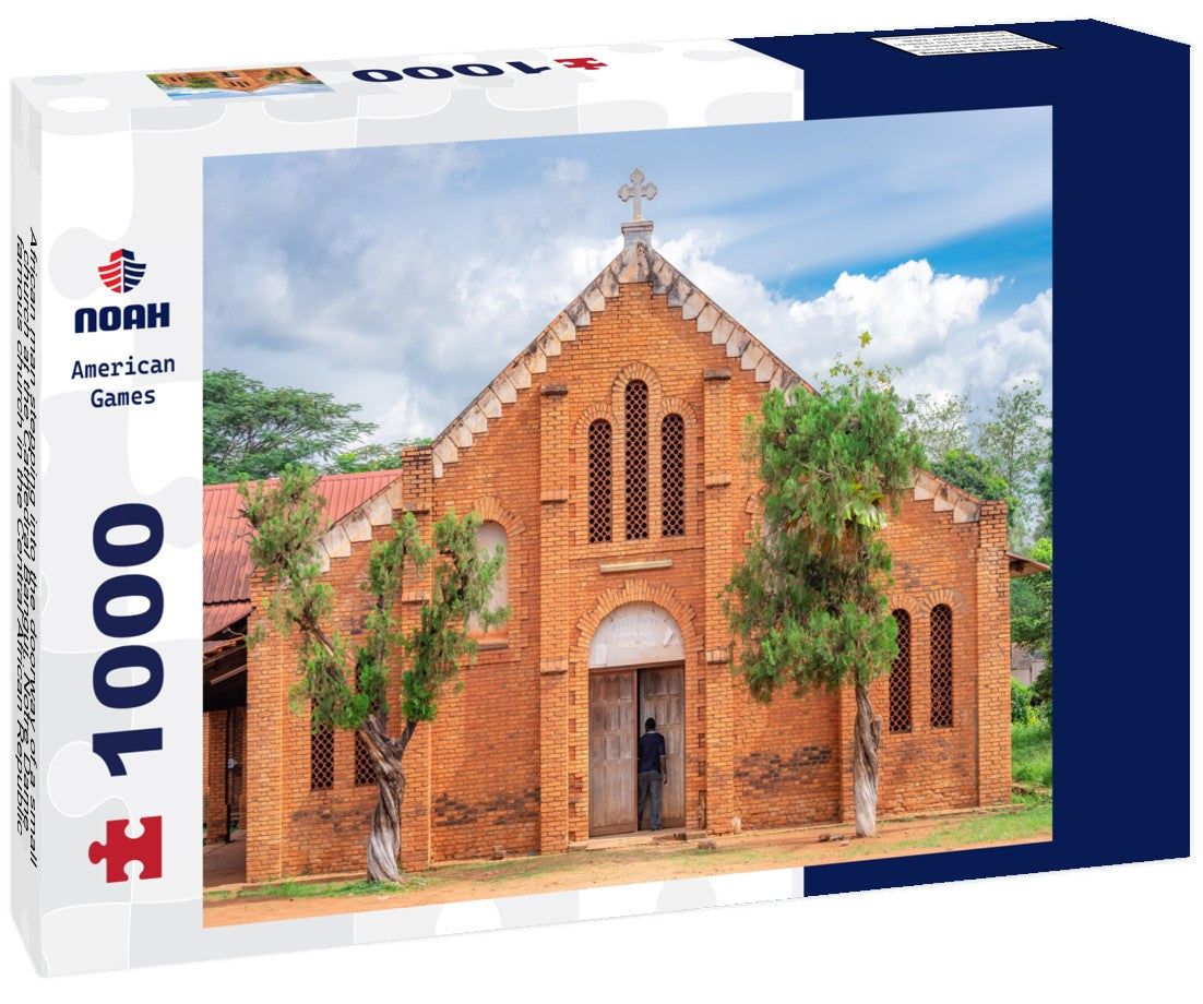 Noah Jigsaw Puzzle African man stepping into the doorway of a small church at the Cathedral Bangui, Notre Dame, famous church in the Central African Republic 1000 pieces
