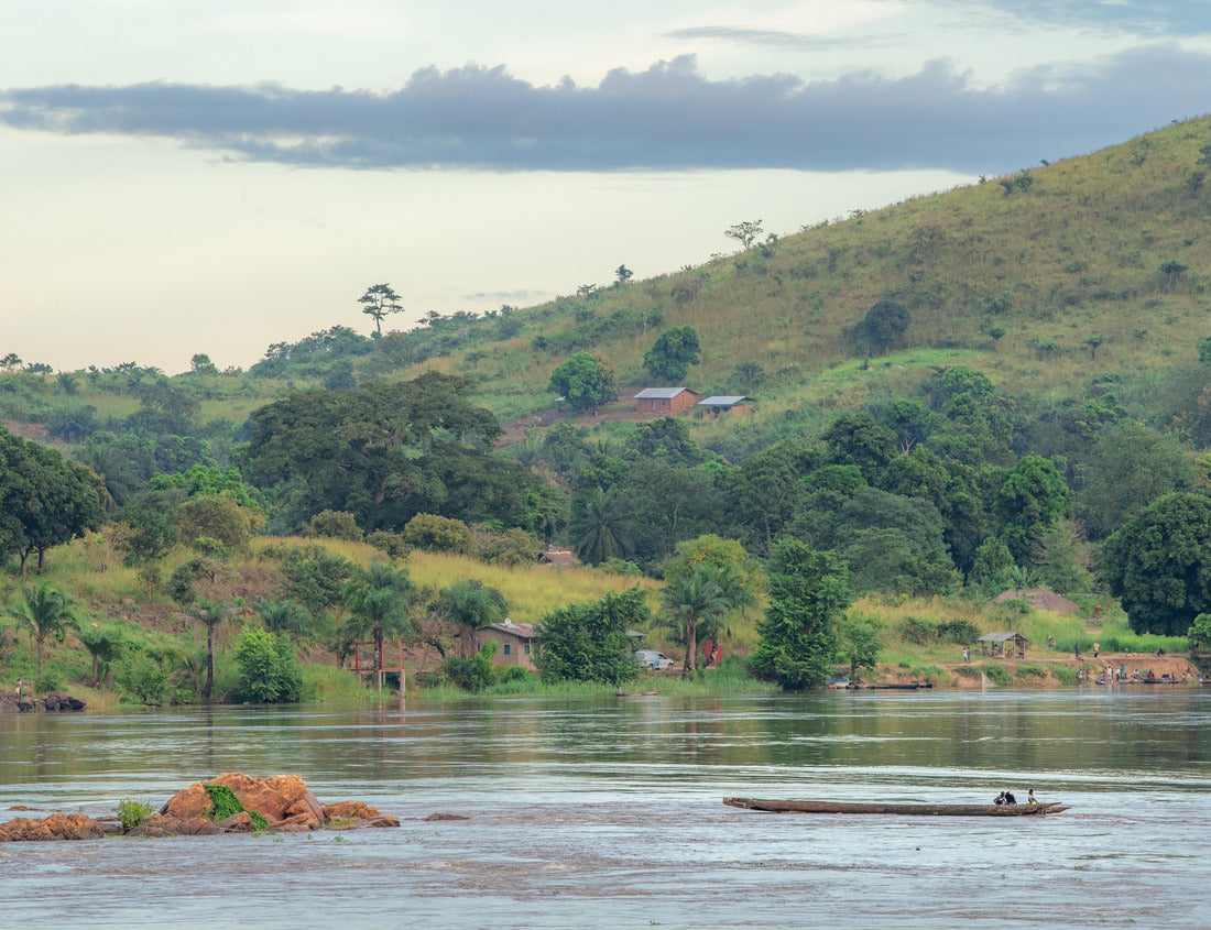 Noah Jigsaw Puzzle African fisherman rowing boat on Ubangi River, fishing in Bangui capital of Central African Republic. Traditional wooden boat made by African villagers 1000 pieces