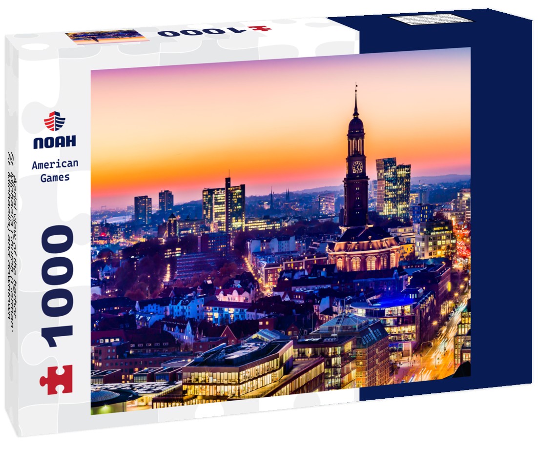 Noah Jigsaw Puzzle Aerial view of the harbor, St. Michael's Church (German: St. Michaelis) and downtown Hamburg, Germany 1000 pieces