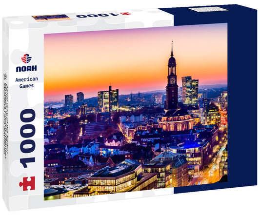 Noah Jigsaw Puzzle Aerial view of the harbor, St. Michael's Church (German: St. Michaelis) and downtown Hamburg, Germany 1000 pieces