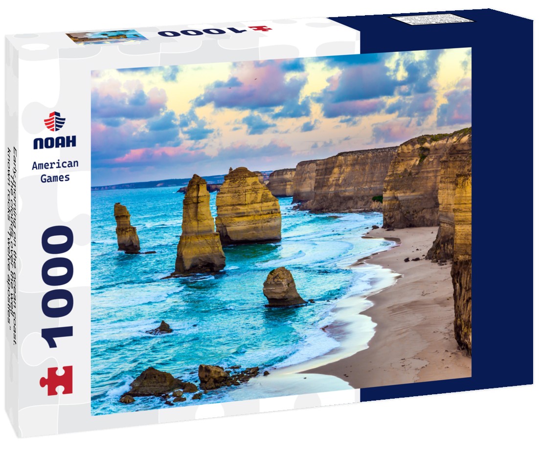 Noah Jigsaw Puzzle Early morning on the ocean coast. The clouds over the well-known rocks “Twelve apostles” 1000 pieces