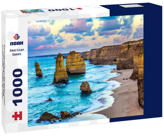 Noah Jigsaw Puzzle Early morning on the ocean coast. The clouds over the well-known rocks “Twelve apostles” 1000 pieces