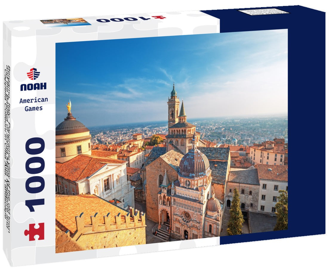 Noah Jigsaw Puzzle Bergamo, Italy. Panoramic view of the old town and the Basilica of Santa Maria Maggiore and Cappella Colleoni in Citta Alta. Landscape of historic buildings during sunset 1000 pieces