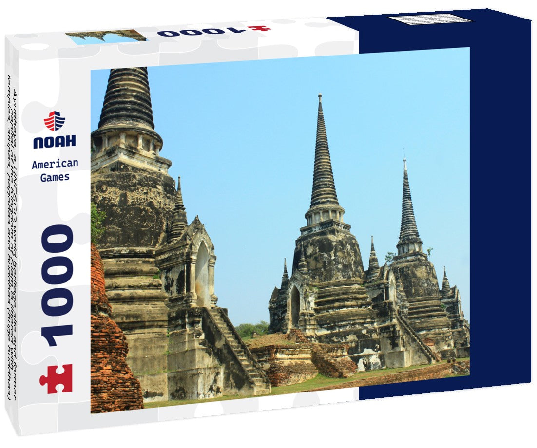 Noah Jigsaw Puzzle Ayutthaya, a UNESCO world heritage site and former capital of the Kingdom of Siam is littered with temples, stupas, pagodas and buddhas (huge buddhas), it is a must when visiting Thailand 1000 pieces