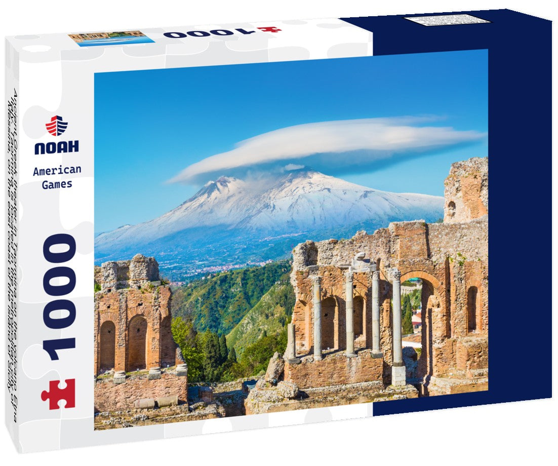 Noah Jigsaw Puzzle Ancient Greek theater in Taormina on the volcano Etna, Italy. Taormina is located in the metropolitan city of Messina, on the east coast of the island of Sicily 1000 pieces