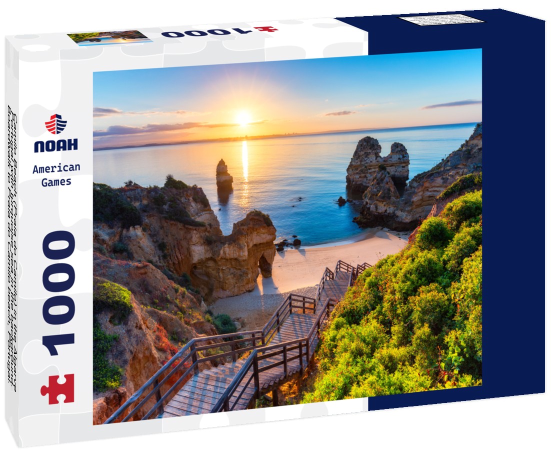Noah Jigsaw Puzzle Camilo Beach (Praia do Camilo) in the Algarve, Portugal with turquoise sea in the background. Boardwalk to Praia do Camilo beach, Portugal. Magnificent view of Camilo beach in Lagos, Algarve, Portugal 1000 pieces