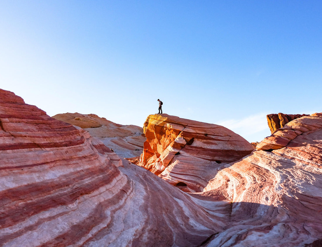 Noah Jigsaw Puzzle A hiker enjoys the desert views from atop the colorful Fire Wave in Valley of Fire State Park, Nevada 1000 pieces