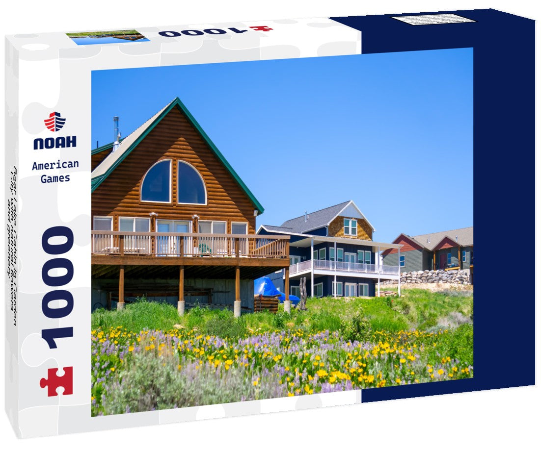 Noah Jigsaw Puzzle Bear Lake Cabin in Garden City with natural flowers and greenery 1000 pieces