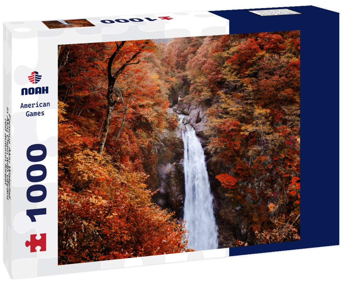 Noah Jigsaw Puzzle Famous Akiu Waterfall in Akiu Osen with vibrant red autumn forest, Sendai - Japan 1000 pieces