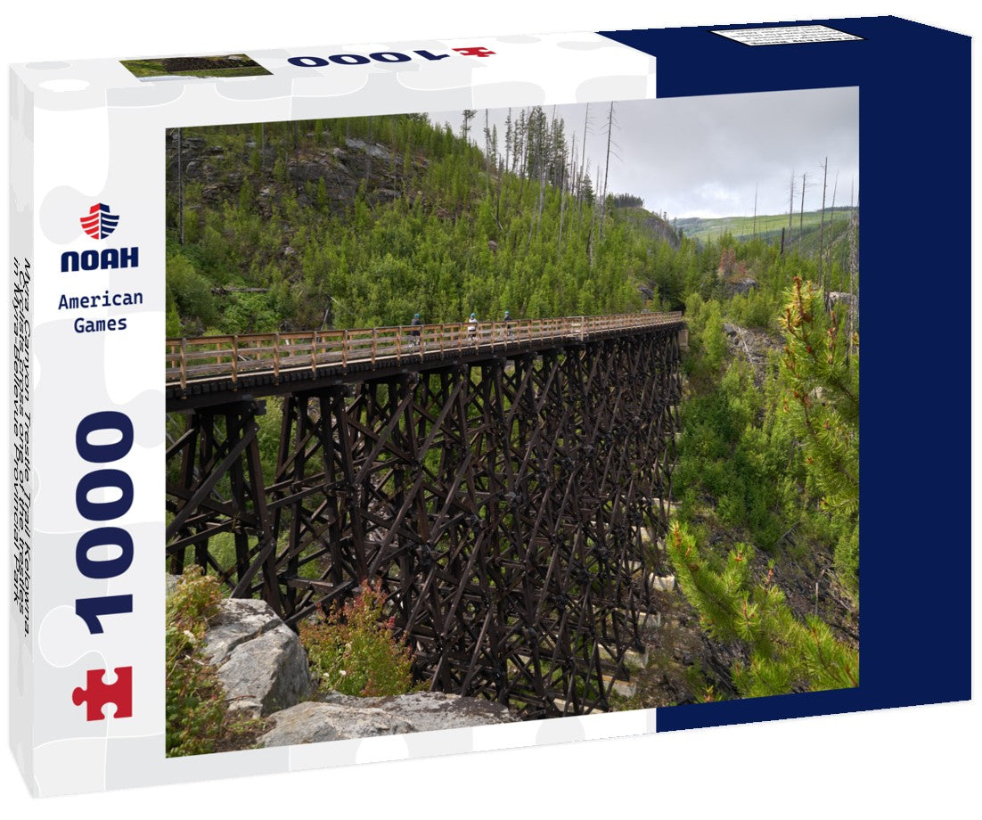 Noah Jigsaw Puzzle Myra Canyon Trestle Trail Kelowna. Cyclists cross one of the trestles in Myra-Bellevue Provincial Park in Kelowna 1000 pieces