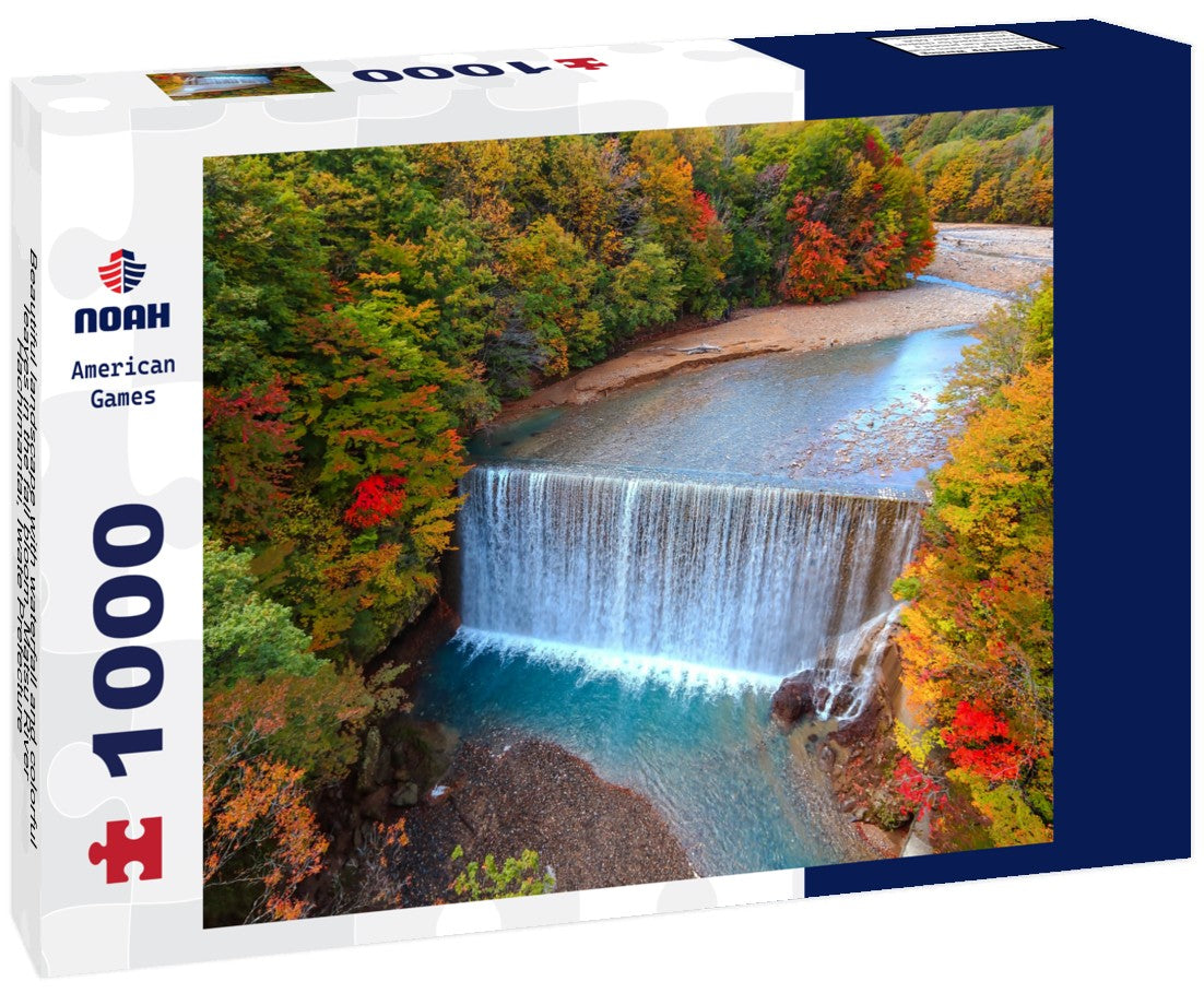 Noah Jigsaw Puzzle Beautiful landscape with waterfall and colorful leaves in the fall bloom. Matsu River, Hachimantai, Iwate Prefecture 1000 pieces