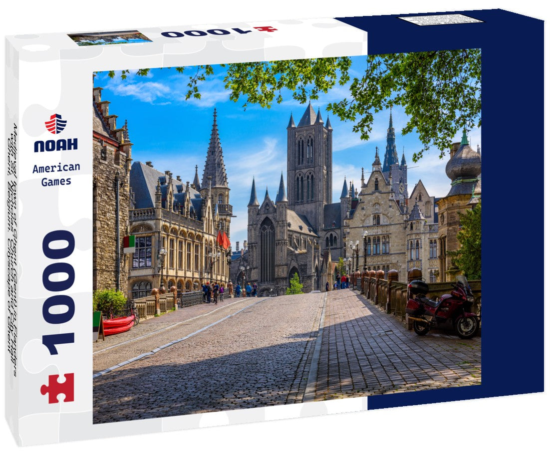 Noah Jigsaw Puzzle Medieval town of Ghent (Gent) in Flanders with St. Nicholas' Church and City Hall, Ghent, Belgium. Cityscape of Ghent 1000 pieces