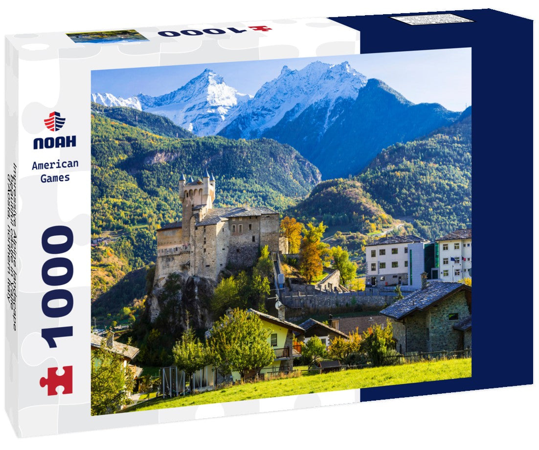 Noah Jigsaw Puzzle Impressive Alpine landscape, beautiful castle in Valle d'Aosta, northern Italy 1000 pieces