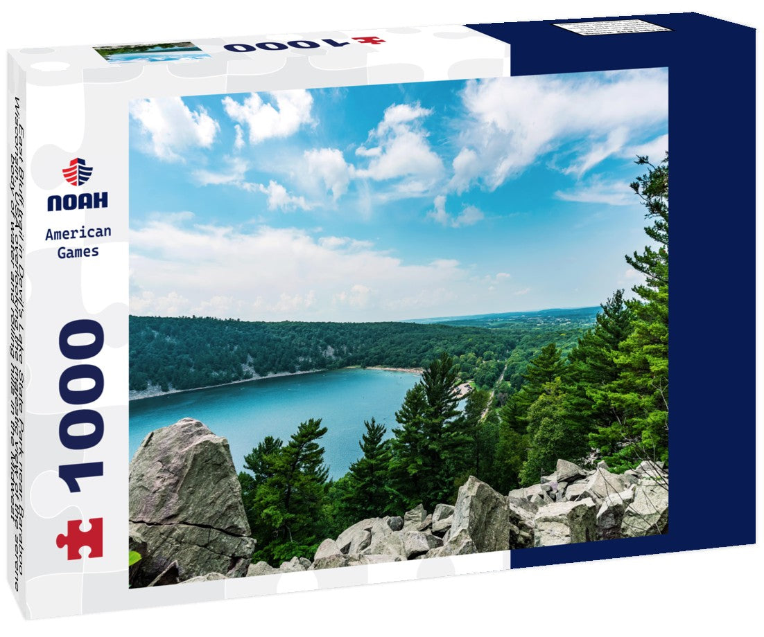 Noah Jigsaw Puzzle East Bluff trail in Devil's Lake State Park near Baraboo, Wisconsin, USA overlooking the majestic view of the serene body of water and rolling hills in the Midwest 1000 pieces