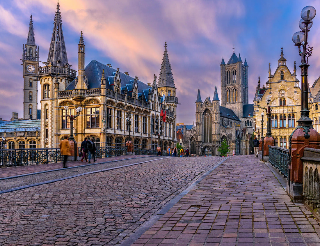 Noah Jigsaw Puzzle Medieval city of Ghent in Flanders with St. Nicholas' Church and City Hall, Ghent, Belgium. Sunset in Ghent 1000 pieces