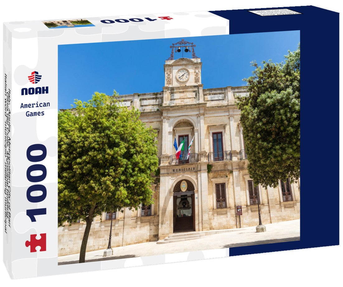Noah Jigsaw Puzzle Italy, Apulia, Metropolitan City of Bari, Gioia del Colle. Municipal building. Italian word “municipio” meaning municipal 1000 pieces