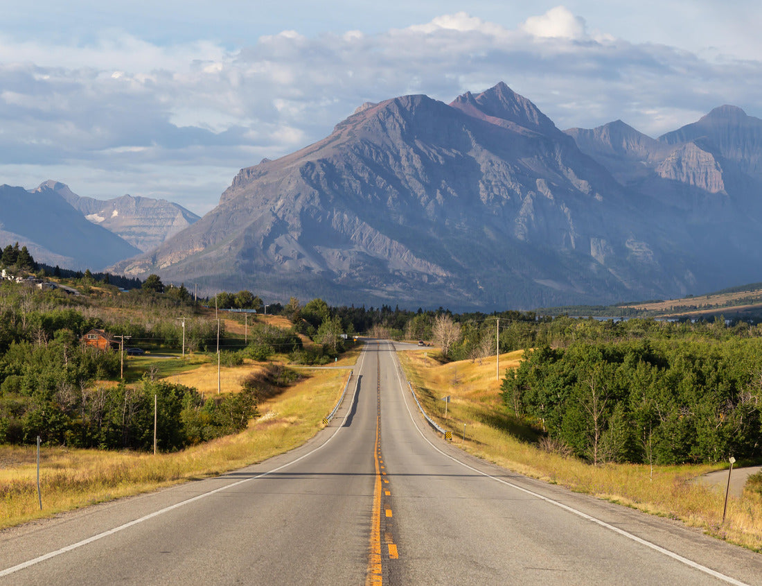 Noah Jigsaw Puzzle Beautiful View of Scenic Highway with American Rocky Mountain Landscape in the background during a Cloudy Summer Morning. Taken in St Mary, Montana, United States 1000 pieces