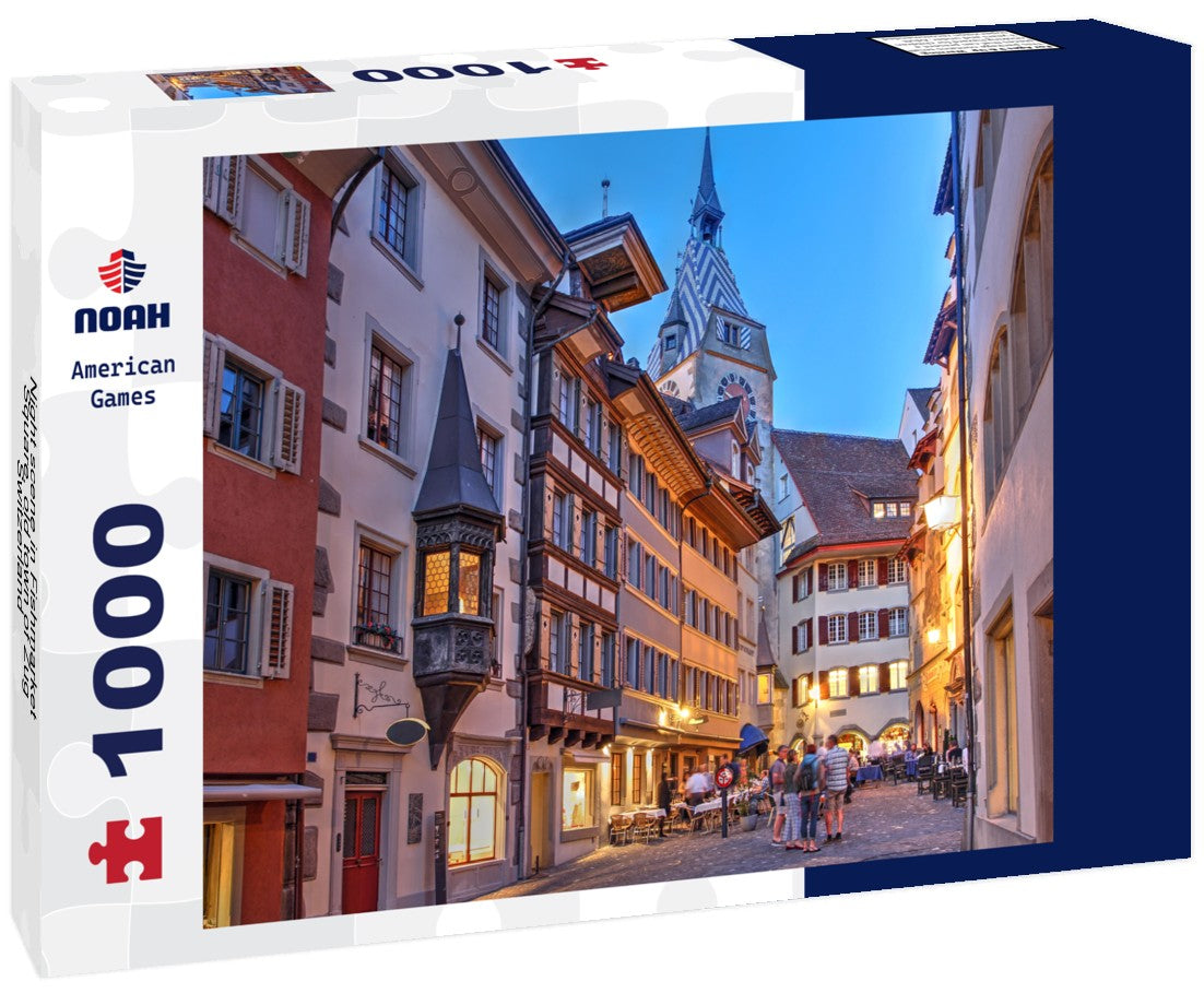 Noah Jigsaw Puzzle Night scene in Fishmarket Square, old town of Zug, Switzerland 1000 pieces