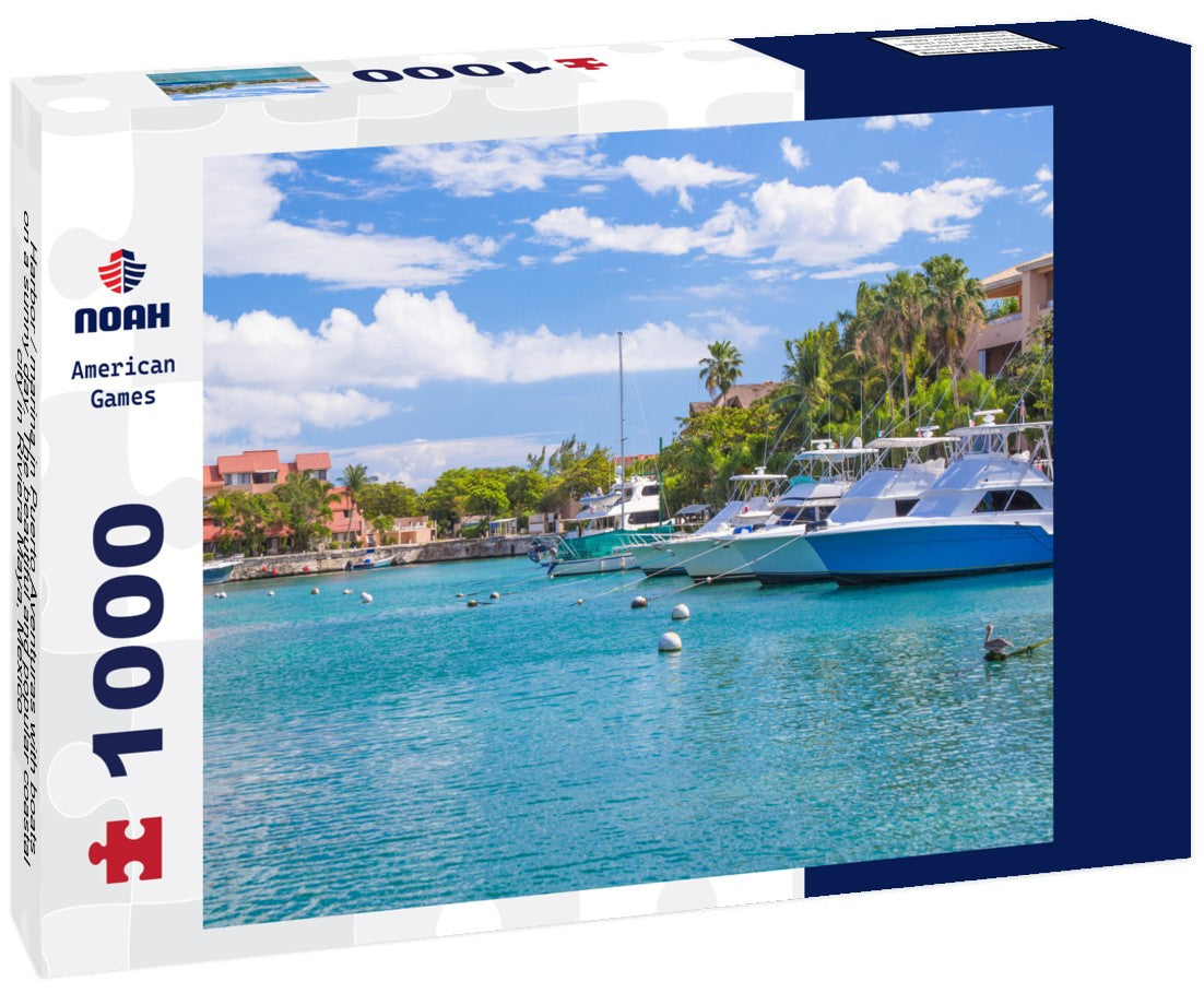 Noah Jigsaw Puzzle Harbor / marina in Puerto Aventuras with boats on a sunny day. The beautiful and popular coastal city in Riviera Maya, Mexico 1000 pieces