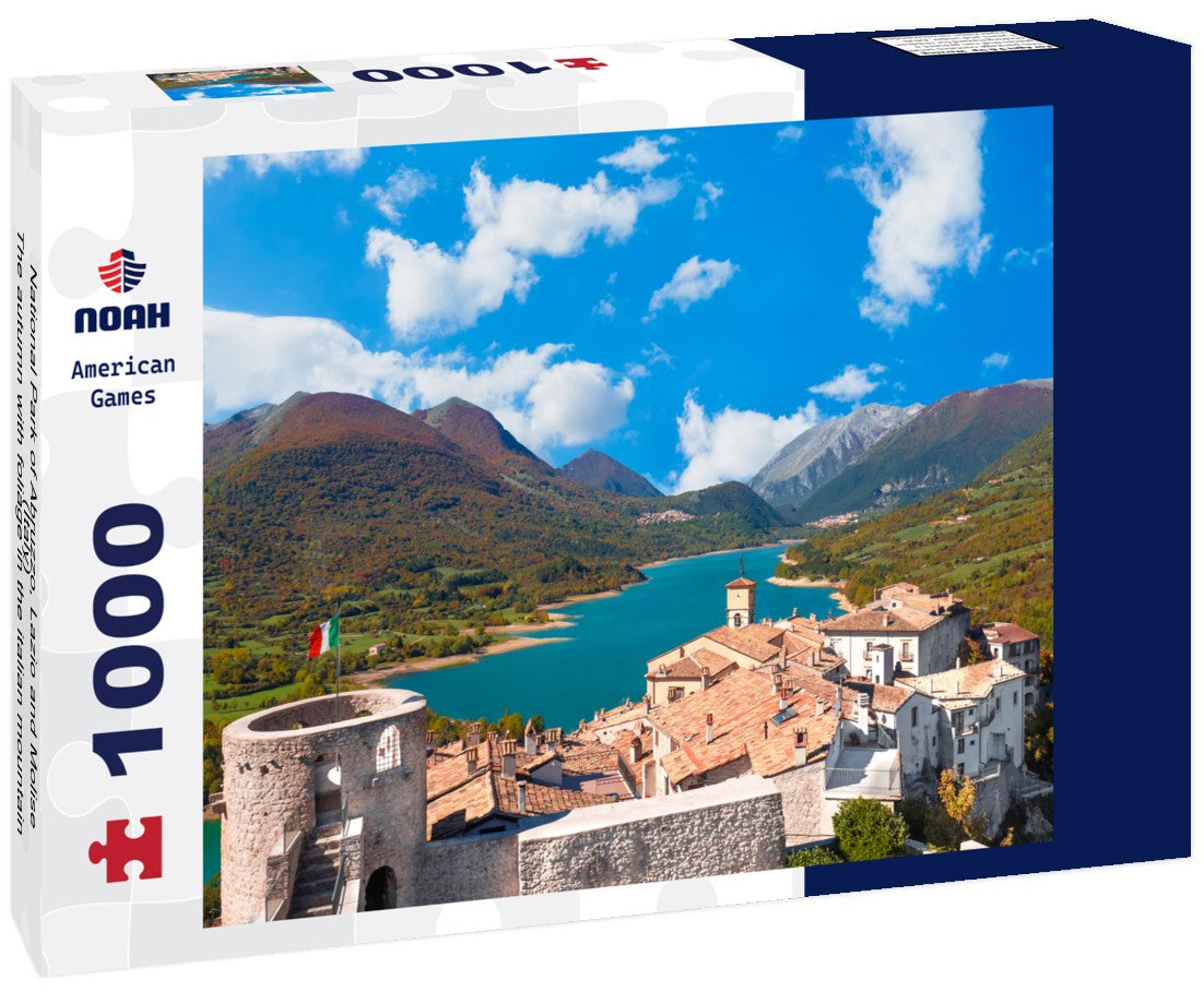 Noah Jigsaw Puzzle National Park of Abruzzo, Lazio and Molise (Italy) - The autumn with foliage in the italian mountain natural reserve, with little towns, wild animals like deer, Barrea Lake, Camosciara, Forca d'Acero 1000 pieces