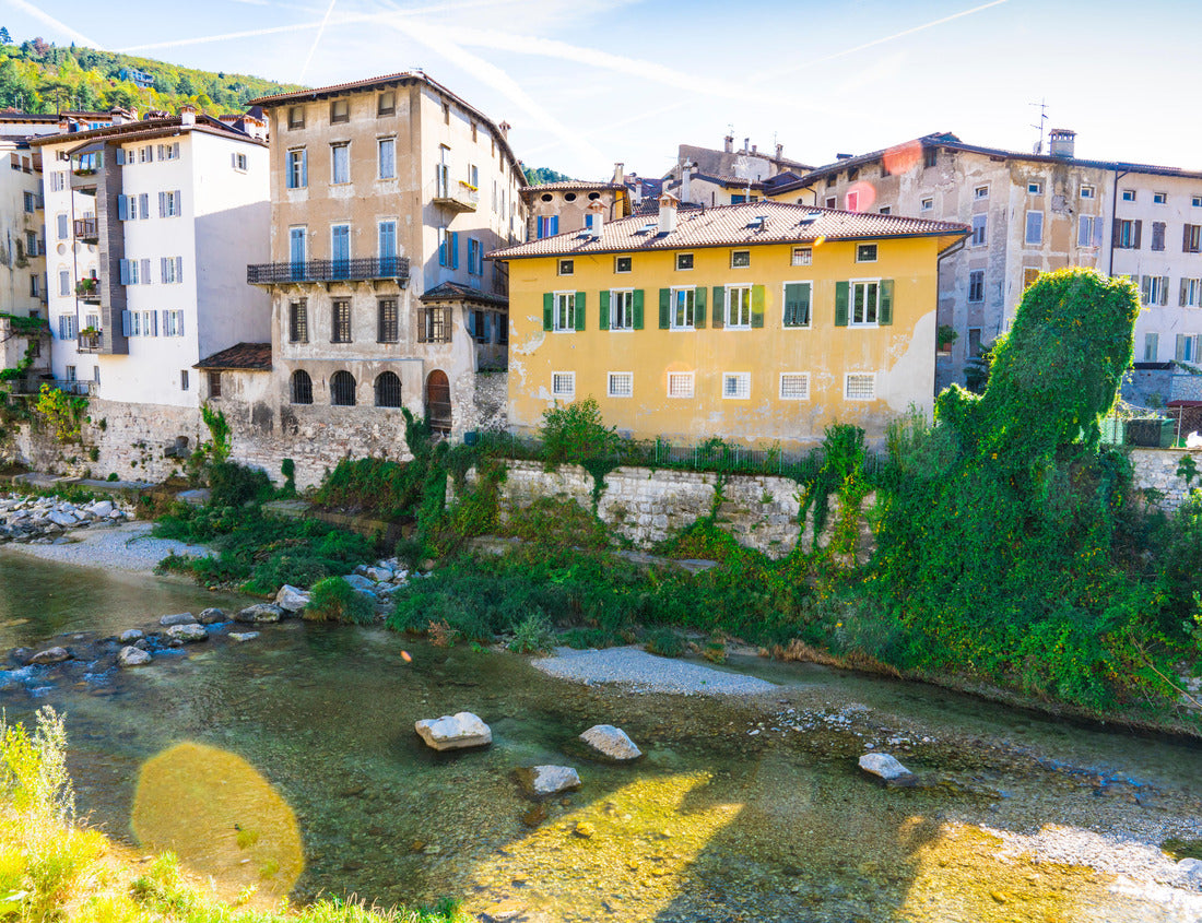 Noah Jigsaw Puzzle houses along river Adige in Rovereto, Italy 1000 pieces