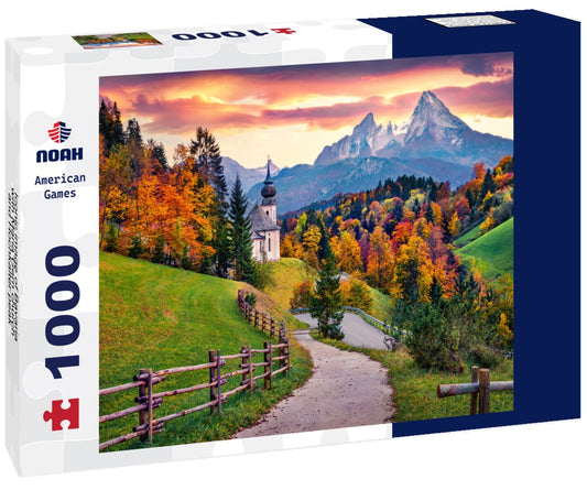 Noah Jigsaw Puzzle Iconic image of Bavaria with Maria Gern church and Hochkalter peak 1000 pieces