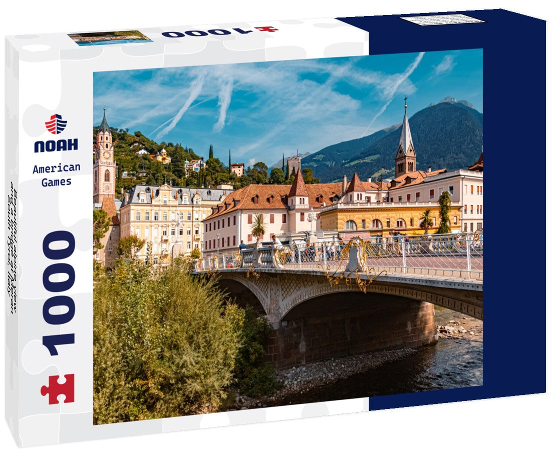 Noah Jigsaw Puzzle Beautiful alpine view and a bridge at Meran, South Tyrol, Italy 1000 pieces