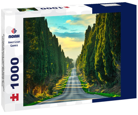 Noah Jigsaw Puzzle Bolgheri famous cypress trees straight ahead boulevard landscape. Maremma emblem, Tuscany, Italy 1000 pieces
