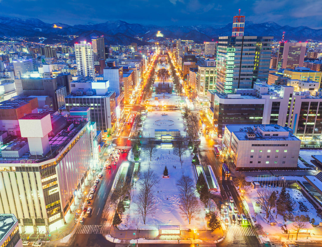 Noah Jigsaw Puzzle Cityscape Odori Park seen from Sapporo TV tower, illuminated during the winter season, famous tourist spot in Sapporo Snow Festival 1000 pieces