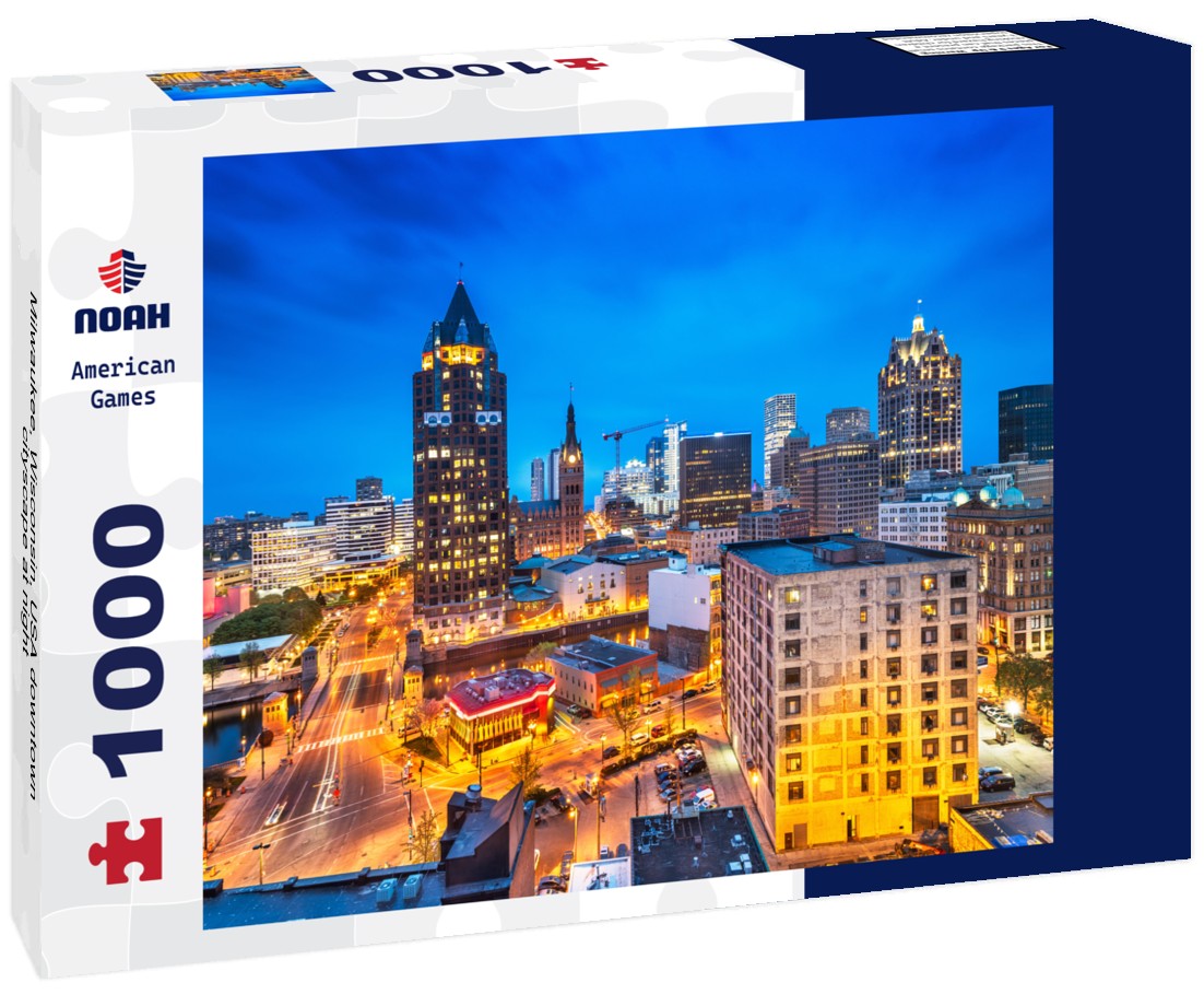 Noah Jigsaw Puzzle Milwaukee, Wisconsin, USA downtown cityscape at night 1000 pieces