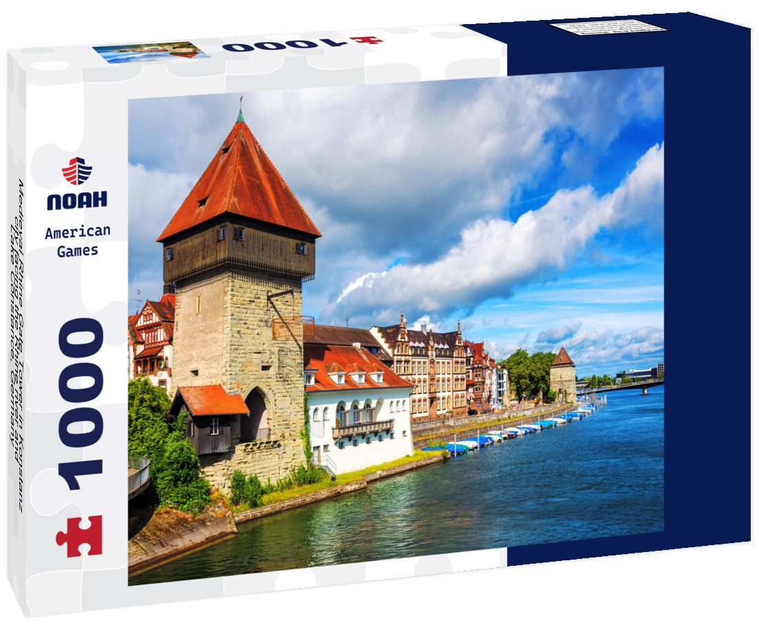 Noah Jigsaw Puzzle Medieval Rhine Gate Tower in Konstanz city facing the Rhine river and Lake Constance, Germany 1000 pieces