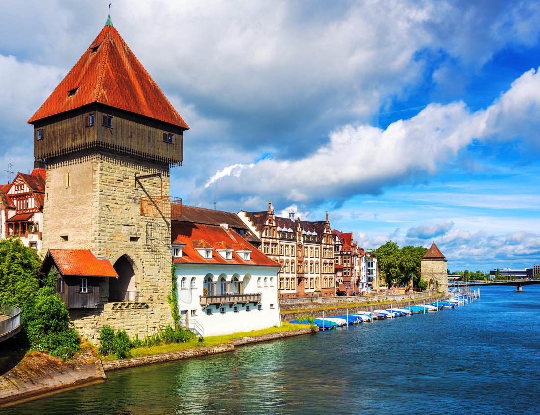 Noah Jigsaw Puzzle Medieval Rhine Gate Tower in Konstanz city facing the Rhine river and Lake Constance, Germany 1000 pieces