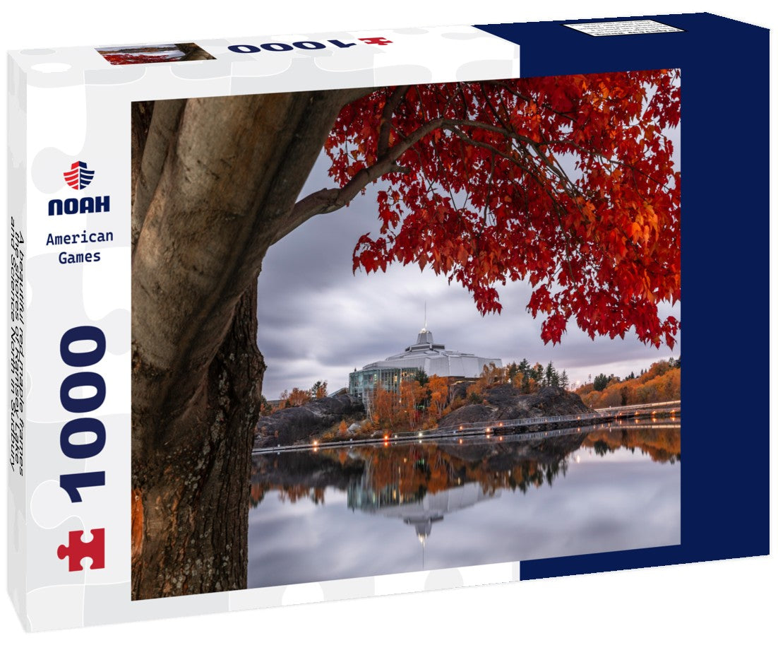 Noah Jigsaw Puzzle A beautiful red maple frames the shores of Ramsey Lake and Science North in Sudbury, ON 1000 pieces