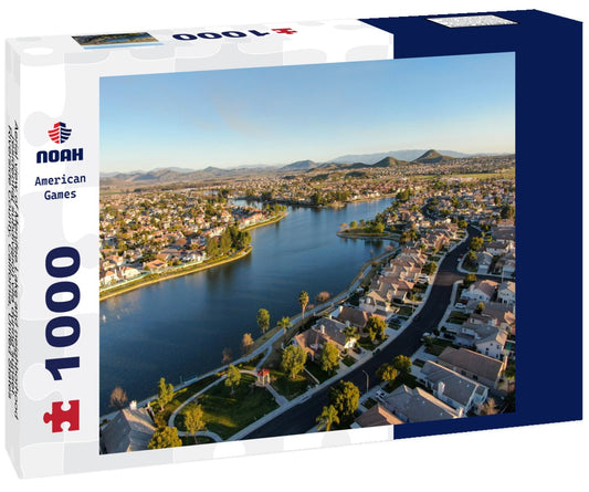 Noah Jigsaw Puzzle Aerial view of Menifee Lake and neighborhood, residential subdivision vila during sunset. Riverside County, California, United States 1000 pieces