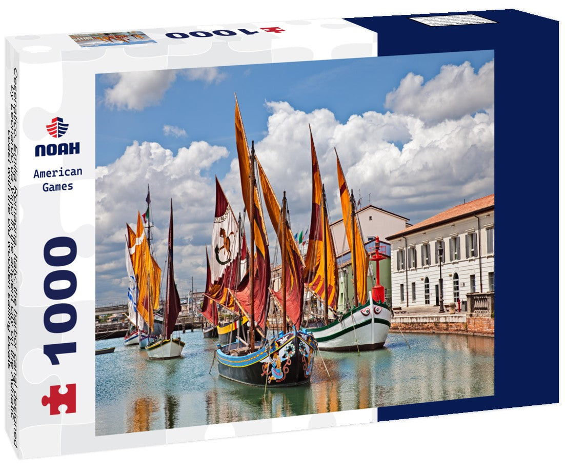 Noah Jigsaw Puzzle Cesenatico, Emilia Romagna, Italy: the harbor canal designed by Leonardo da Vinci in the ancient city on the Adriatic coast with the old wooden sailing boats 1000 pieces