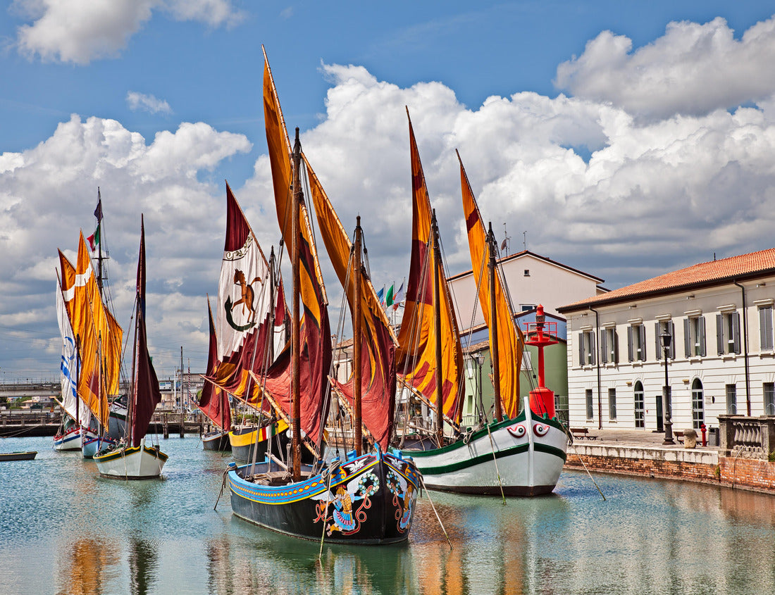 Noah Jigsaw Puzzle Cesenatico, Emilia Romagna, Italy: the harbor canal designed by Leonardo da Vinci in the ancient city on the Adriatic coast with the old wooden sailing boats 1000 pieces
