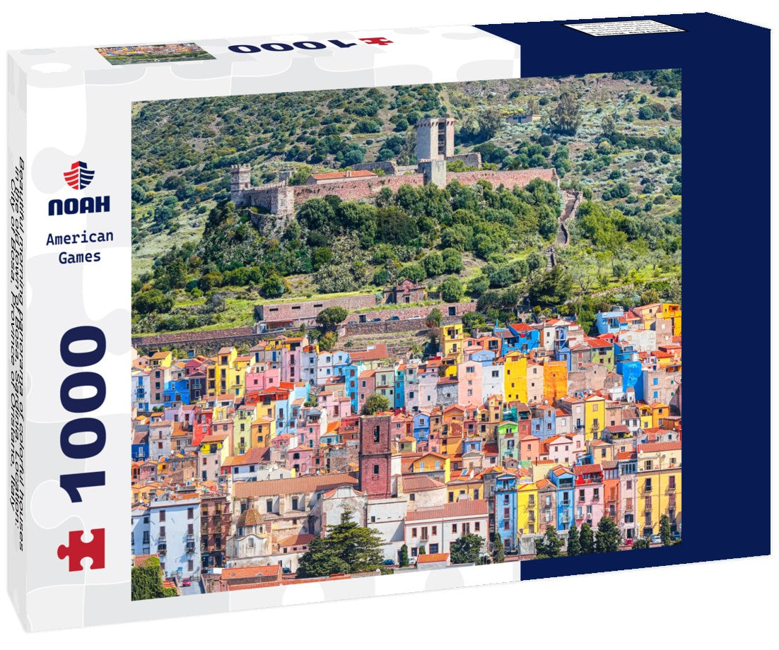 Noah Jigsaw Puzzle Beautiful morning panorama of colorful houses in the old town of Bosa, Sardinia. Location: City of Bosa, Province of Oristano, Italy 1000 pieces