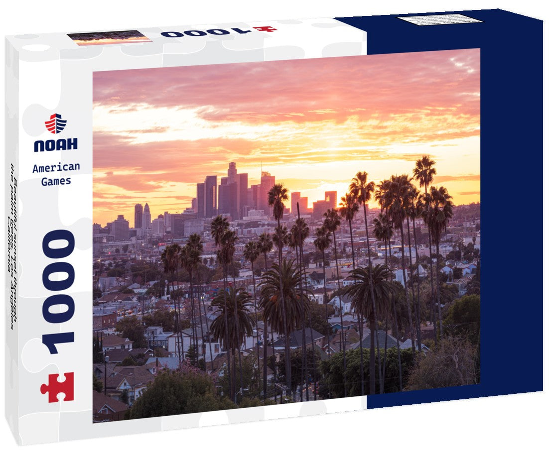 Noah Jigsaw Puzzle Beautiful sunset through the palm trees, Los Angeles, California 1000 pieces