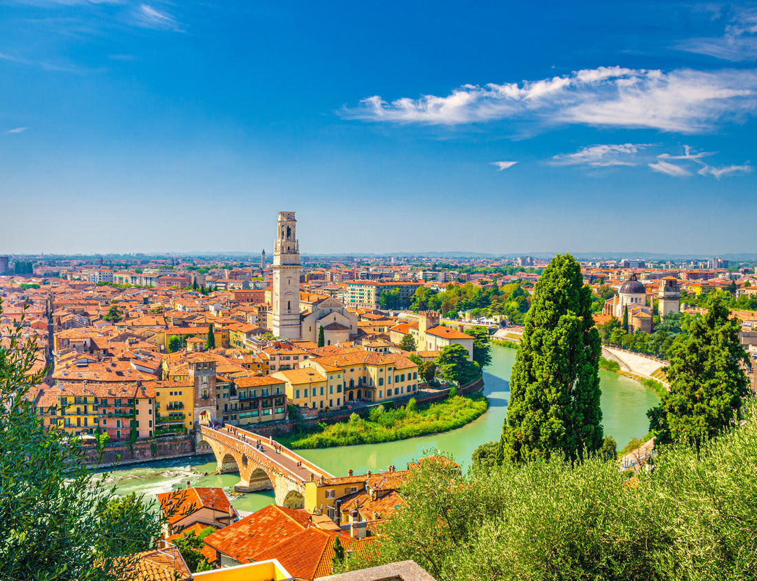 Noah Jigsaw Puzzle Aerial view of the historic city center of Verona, Ponte Pietra bridge over the Adige, Verona Cathedral, Verona Cathedral 1000 pieces